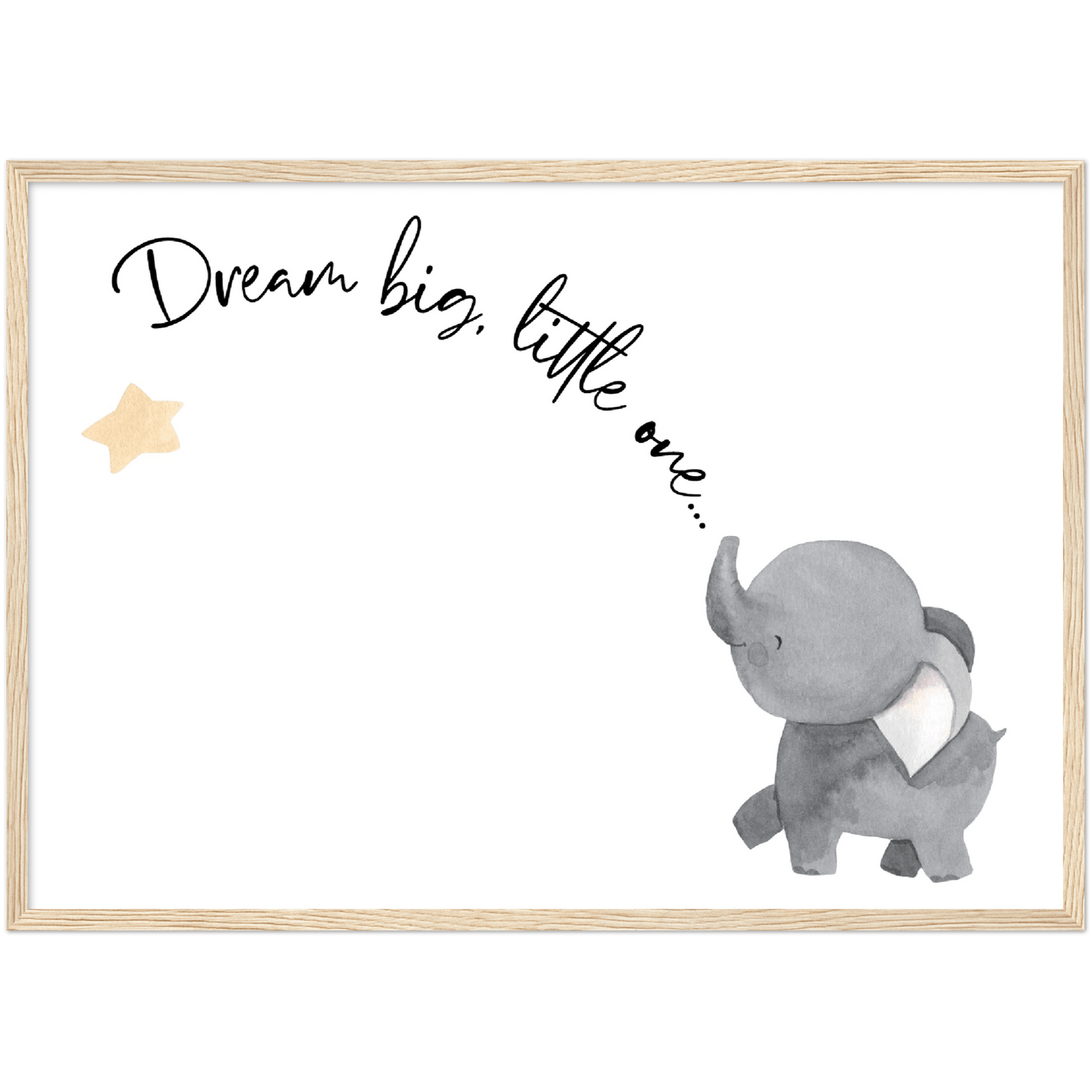Dream Big, Little One Cute Elephant Wooden Framed Poster-0