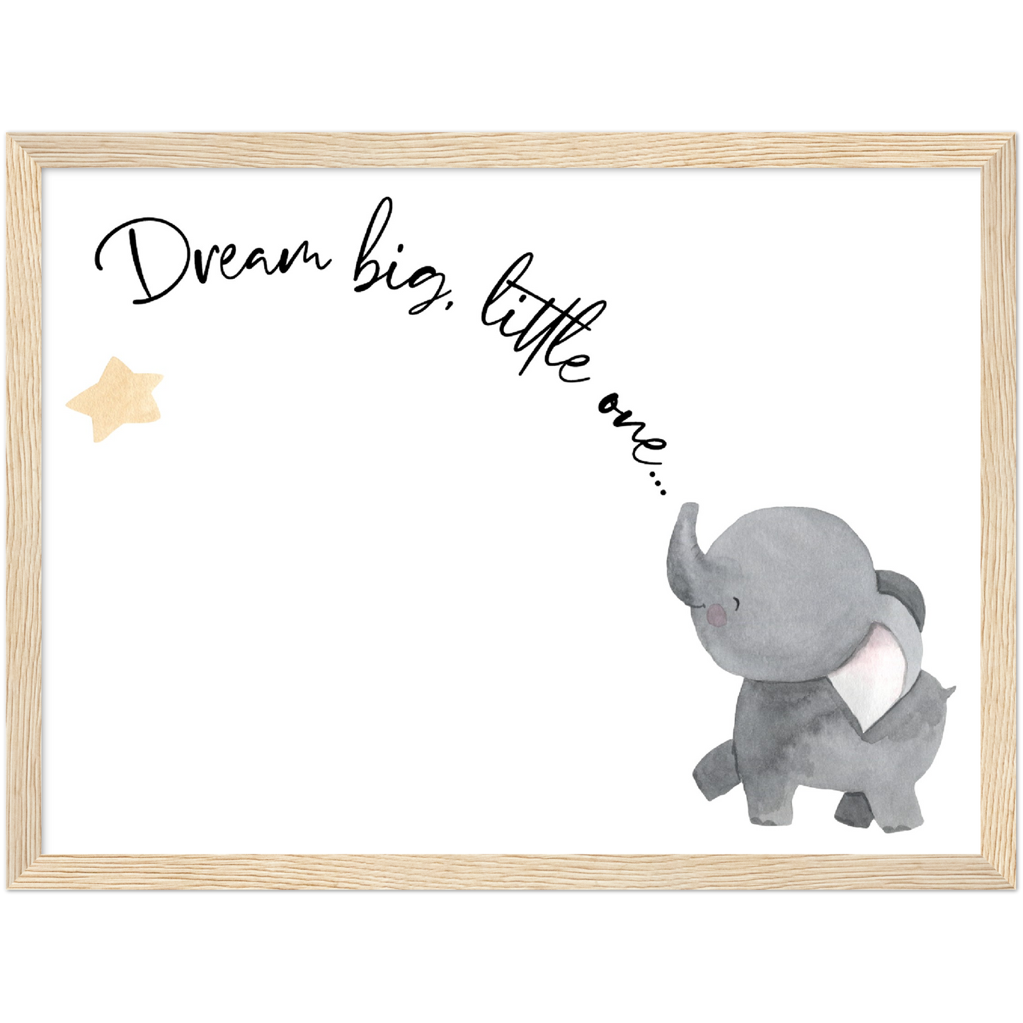 Dream Big, Little One Cute Elephant Wooden Framed Poster-4