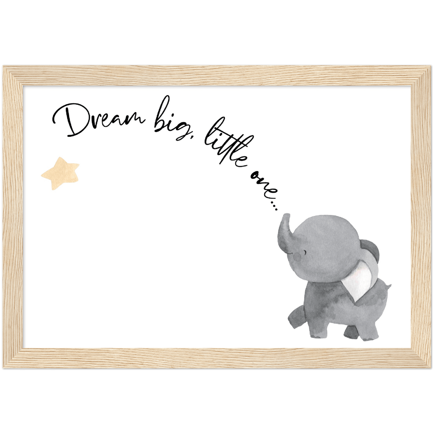 Dream Big, Little One Cute Elephant Wooden Framed Poster-2