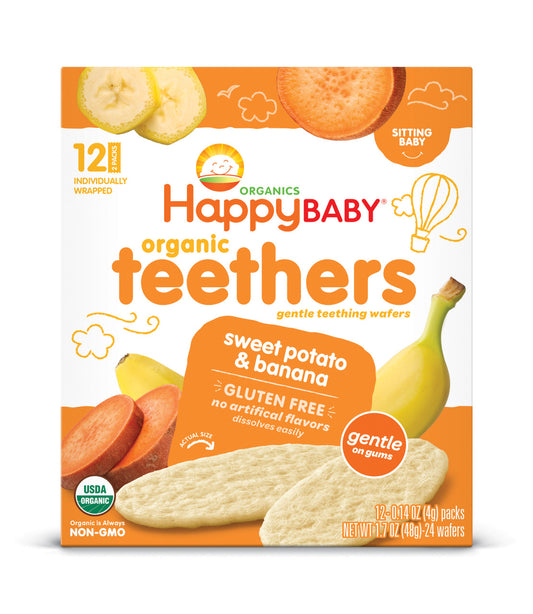 Happy Baby Teethers Teething Wafers Sweet Potato & Banana (6x1.7 OZ)-0
