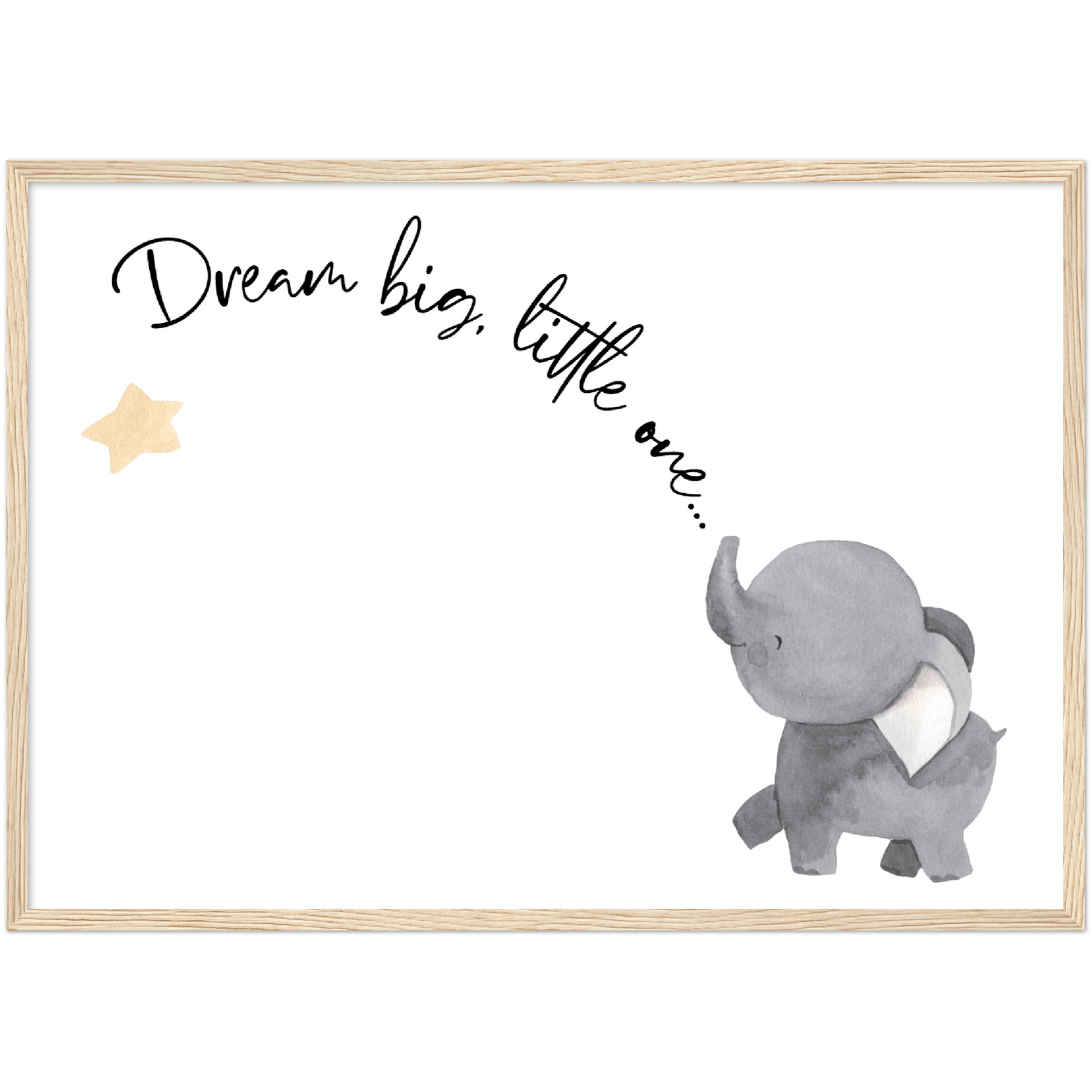Dream Big, Little One Cute Elephant Wooden Framed Poster-0