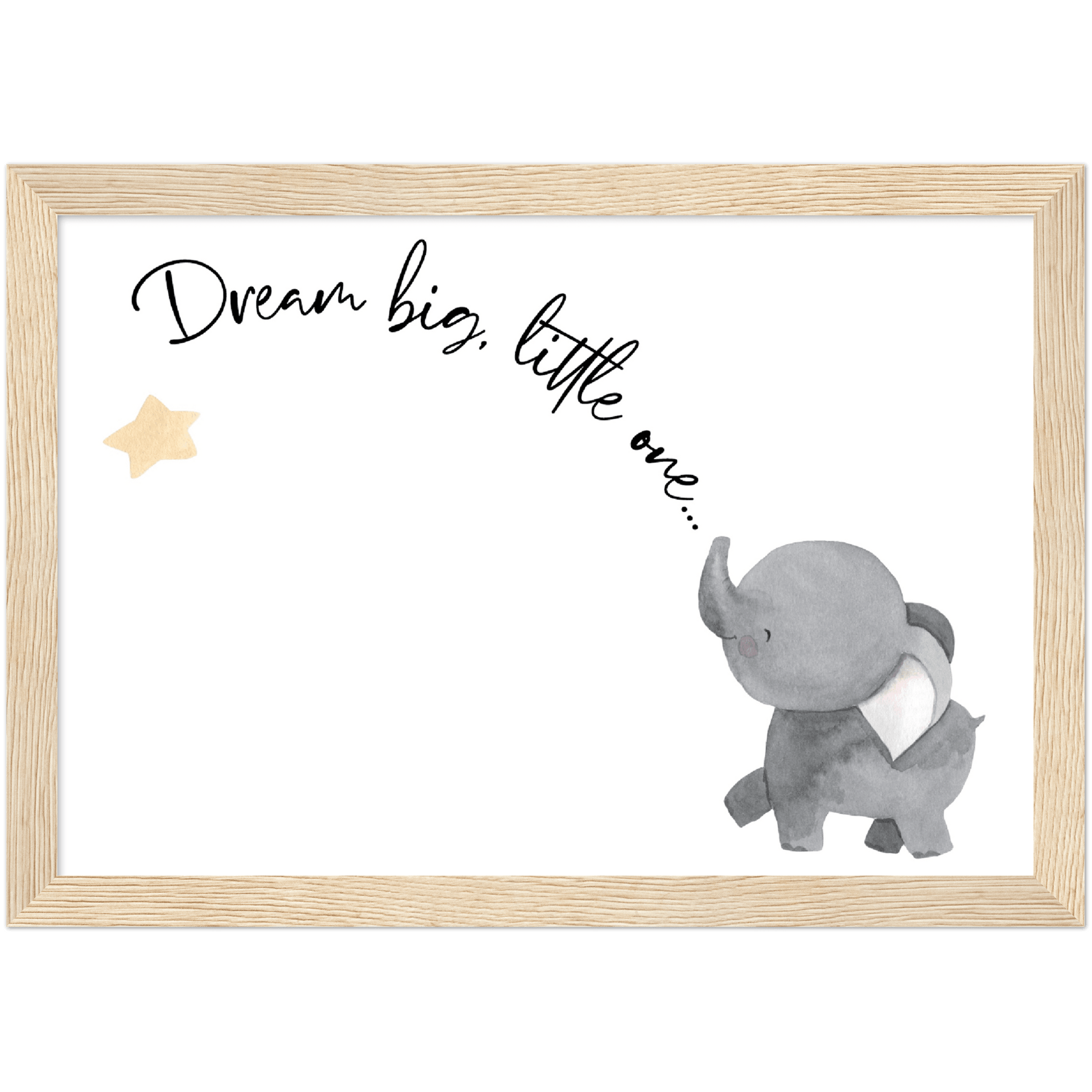 Dream Big, Little One Cute Elephant Wooden Framed Poster-2